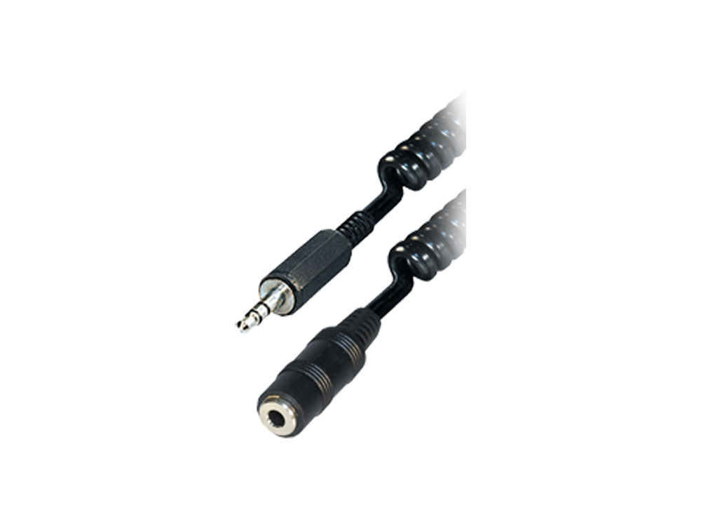 Klinkenverlängerung 3,5mm, Stecker an Buchse (3polig), 3m Spiralkabel Good Connections®
