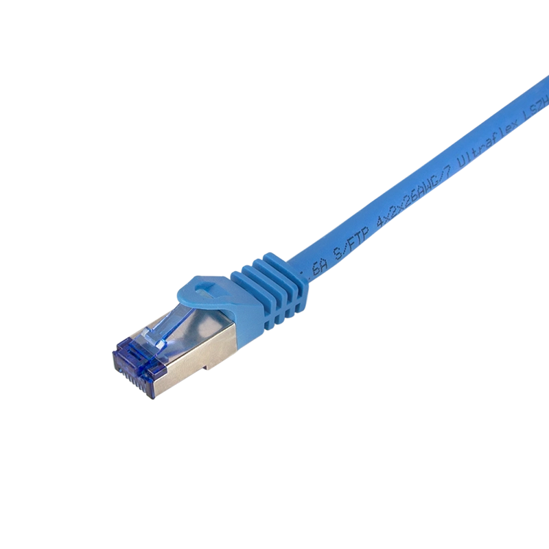 Patchkabel Ultraflex, Cat.6A, S/FTP, blau, 0,25 m