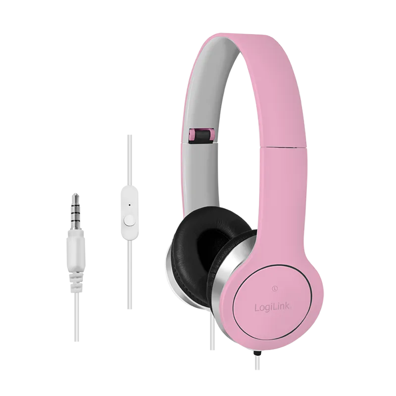 Stereo-Headset, 1x 3,5-mm-Klinkenstecker, pink