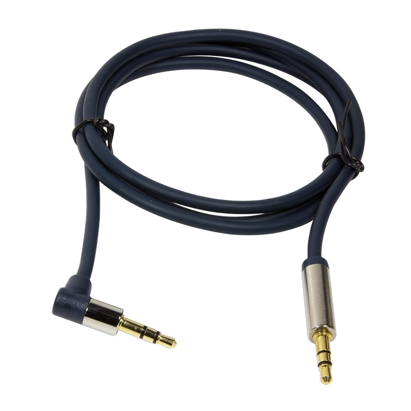 Audio-Kabel, 3,5 mm 3-Pin/M (90°) zu 3,5 mm 3-Pin/M, blau, 0,5 m