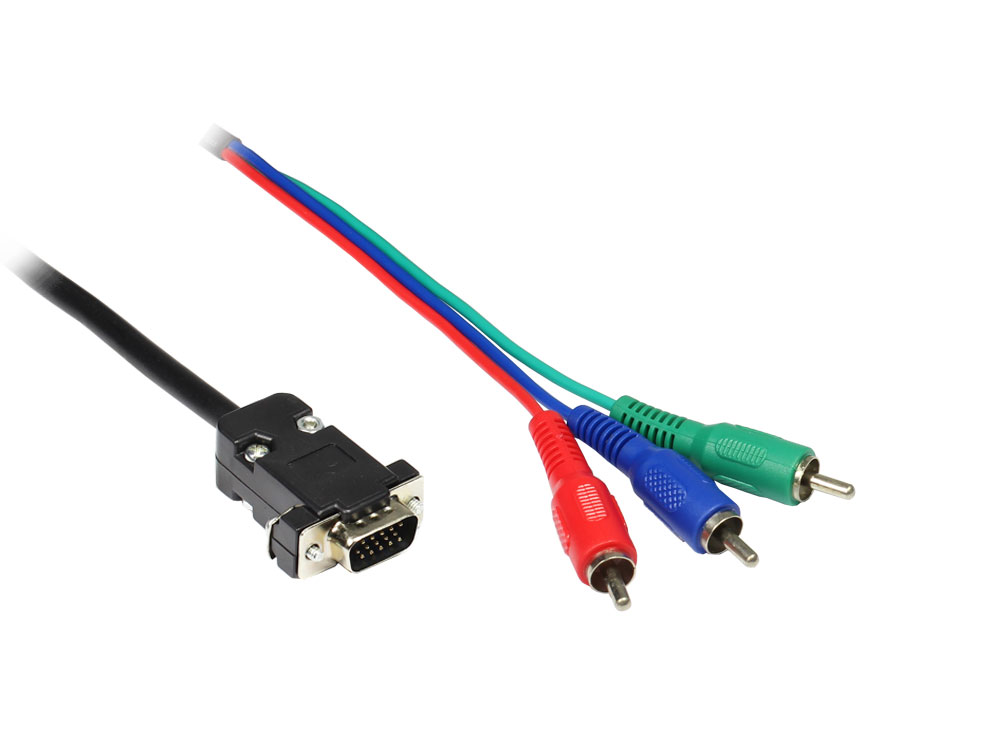 Anschlusskabel VGA an 3x Cinch Stecker (RGB), 2m, Good Connections®