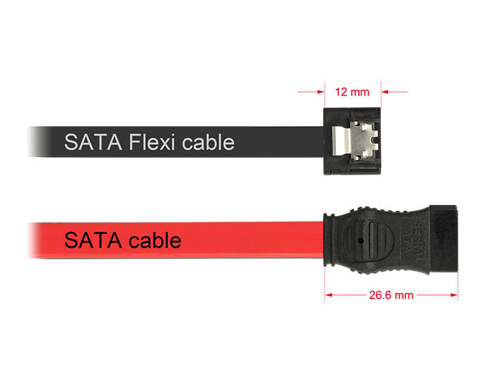 Kabel SATA FLEXI 6 Gb/s 10 cm schwarz Metall, Delock® [83838]