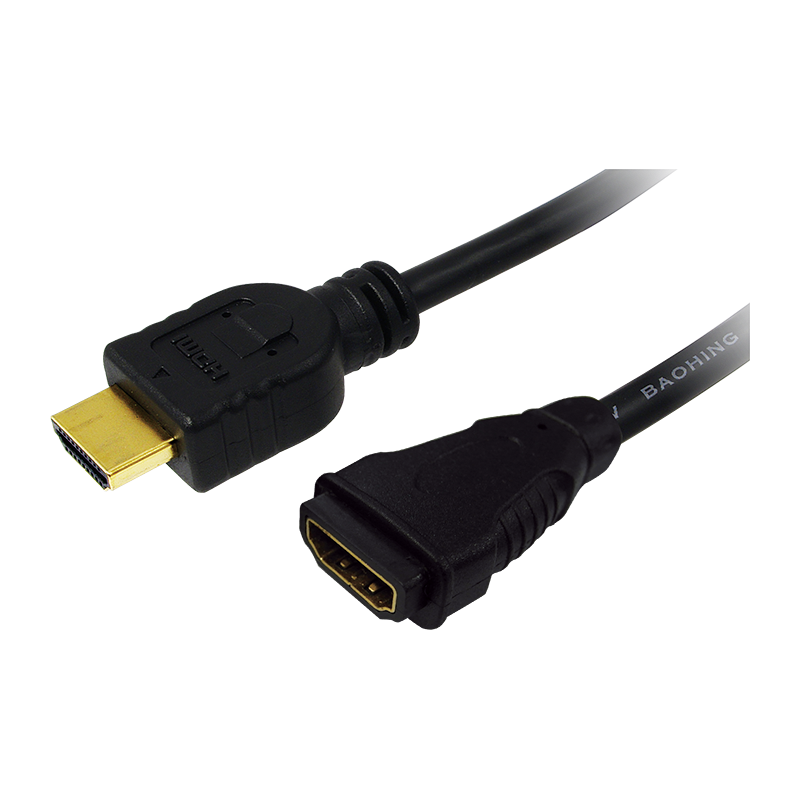 HDMI-Kabel, A/M zu A/F, 4K/30 Hz, schwarz, 5 m