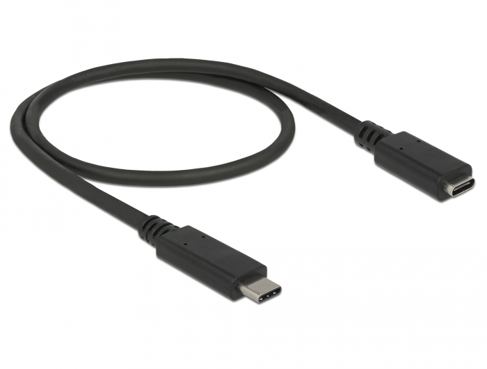 Verlängerungskabel SuperSpeed USB (USB 3.1 Gen.1), USB-C™ Stecker an USB-C™ Buchse, 3A, schwarz, 0,5