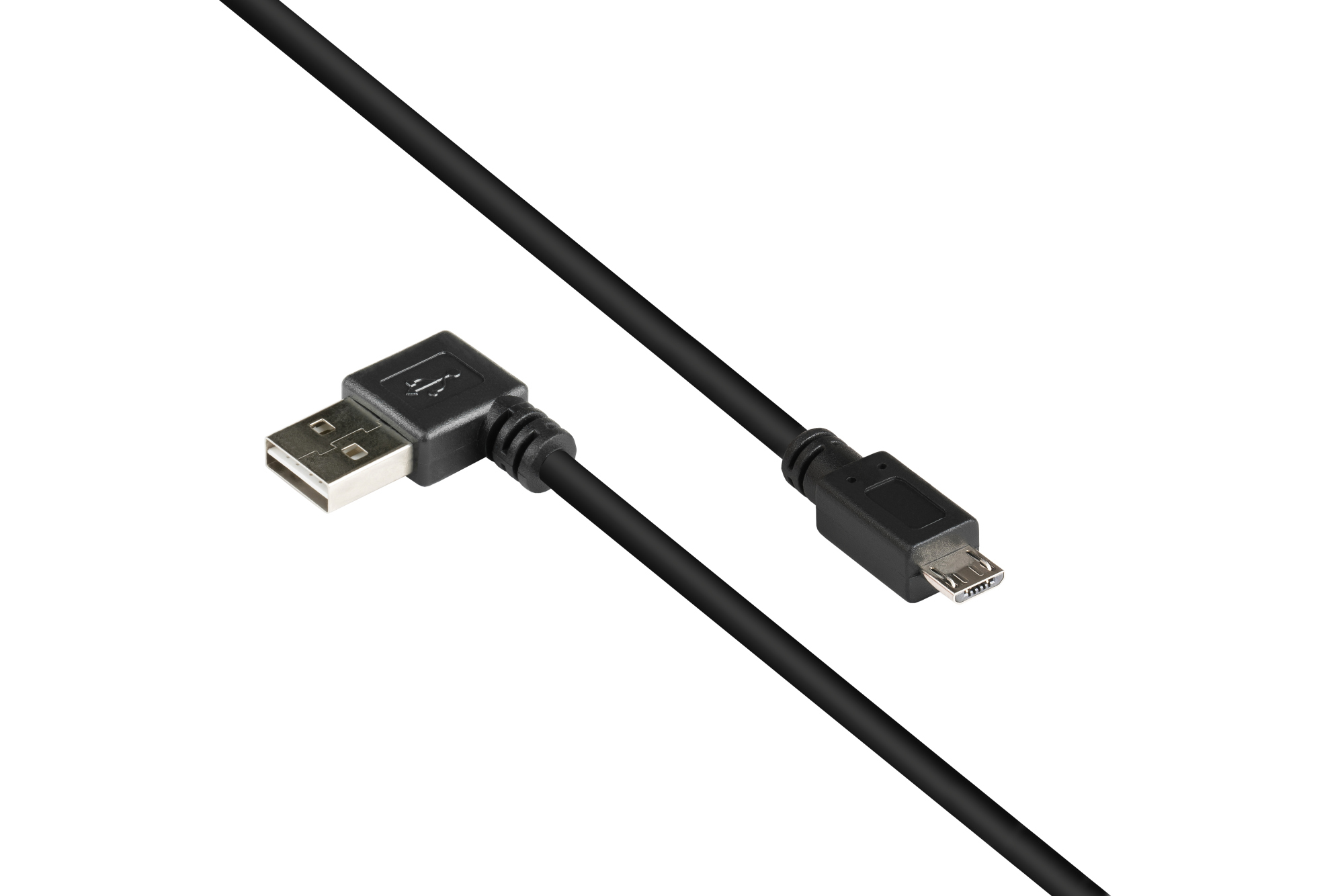 Anschlusskabel USB 2.0 EASY Stecker A gewinkelt an Stecker Micro B, schwarz, 0,5m, Good Connections®