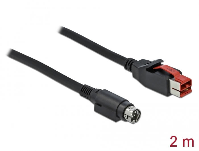 PoweredUSB Kabel Stecker 24 V zu Mini-DIN 3 Pin Stecker 2 m für POS Drucker und Terminals, Delock® [