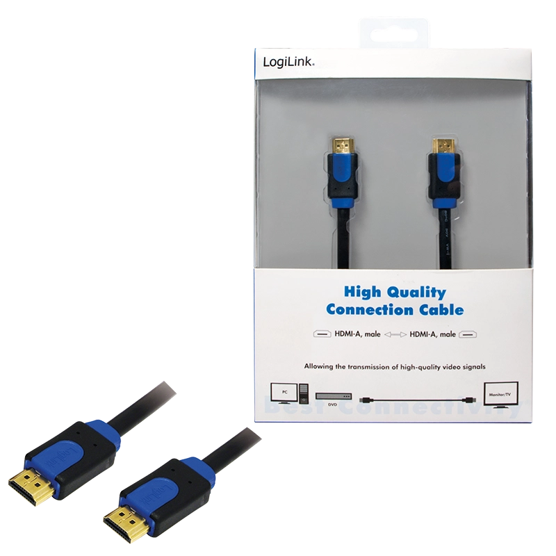 HDMI-Kabel, A/M zu A/M, 4K/30 Hz, schwarz/blau, 15 m
