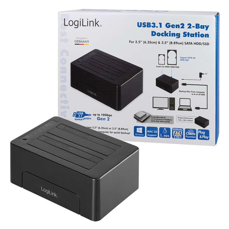 USB 3.1 Gen 2 Quickport, 2-Port, für 2,5/3,5" SATA HDD/SSD