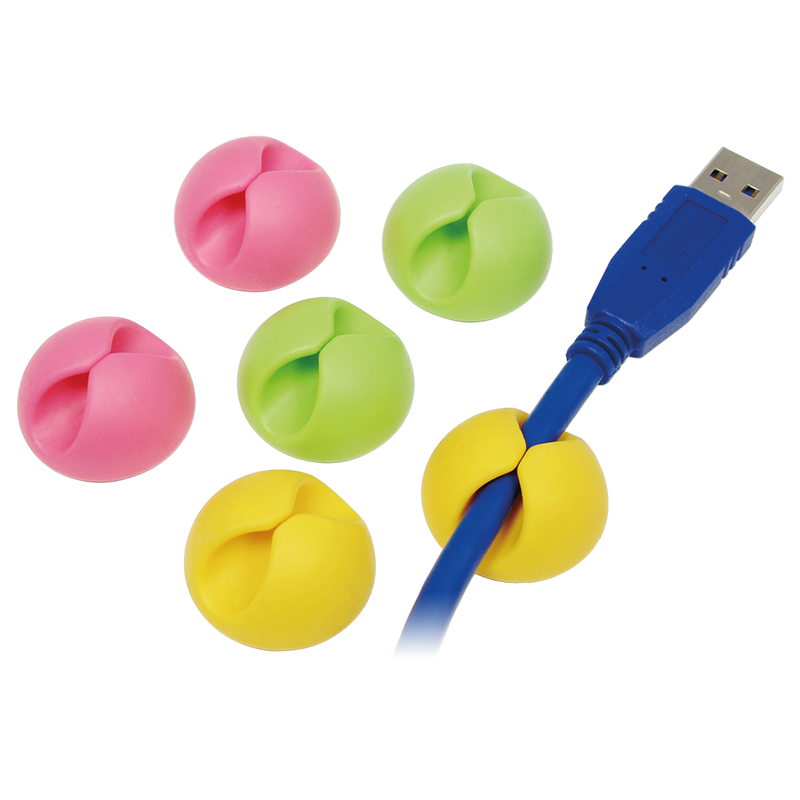 Kabel Organiser Set, gemischtfarbig, selbstklebend, 6 Stk.