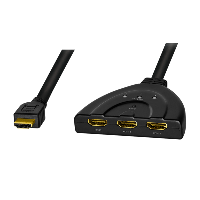 HDMI-Switch, 3-port, bidirekt (1x3/3x1), 4K/30 Hz, CEC, Pigtail