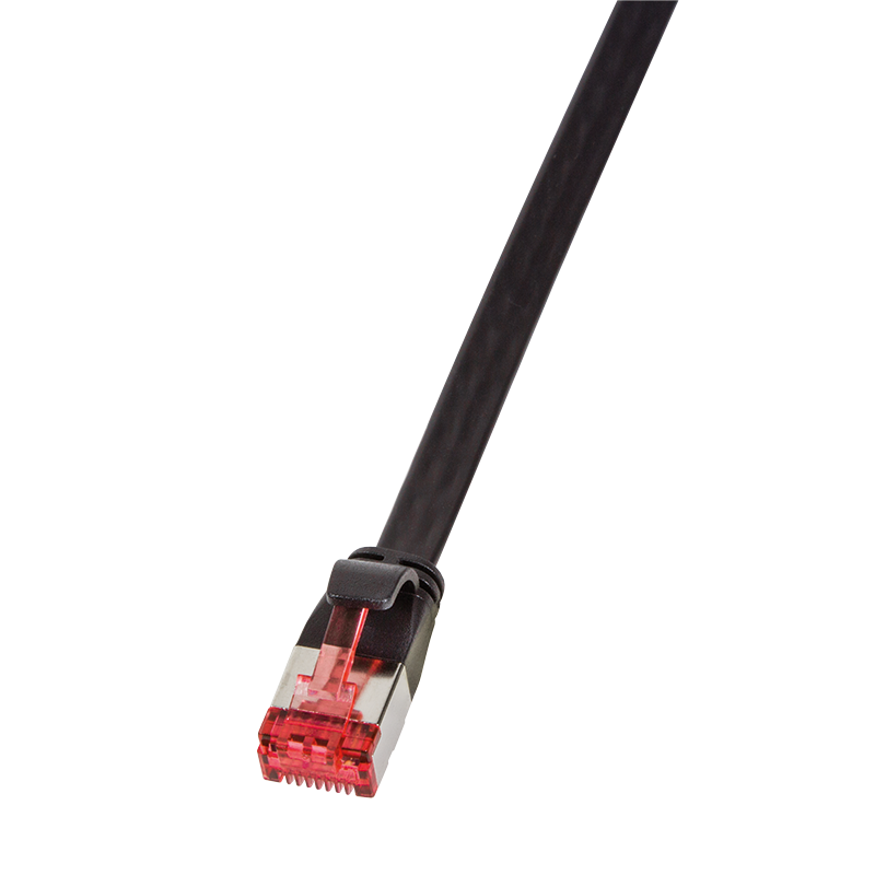 Patchkabel SlimLine, flach, Cat.6A, U/FTP, schwarz, 1 m