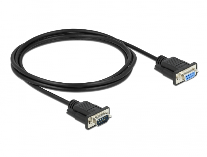 Seriell Kabel RS-232 D-Sub9 Stecker zu Buchse mit schmalem Steckergehäuse 2 m, Delock® [86579]