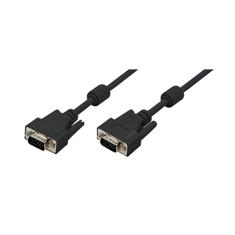 VGA-Kabel, HD15/M zu HD15/M, 1080p, 2x Ferrit, schwarz, 1,8 m