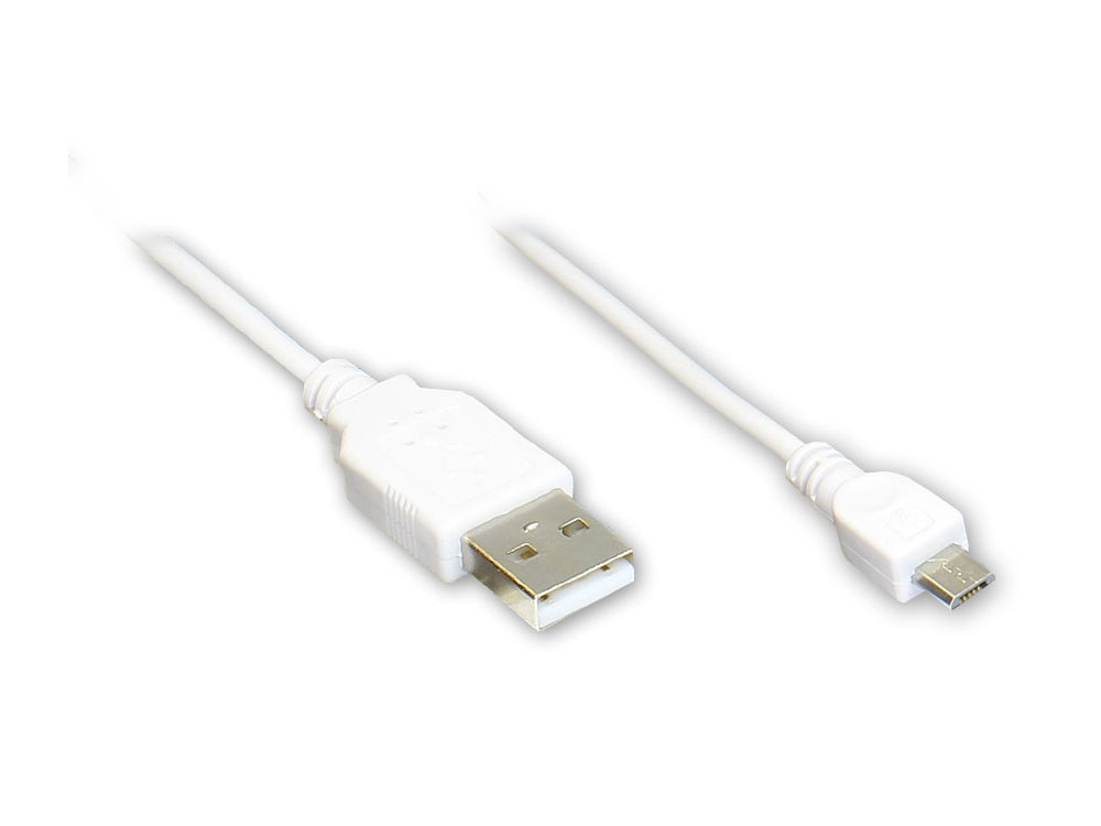 Anschlusskabel USB 2.0 Stecker A an Stecker Micro B, weiß, 1,8m, Good Connections®