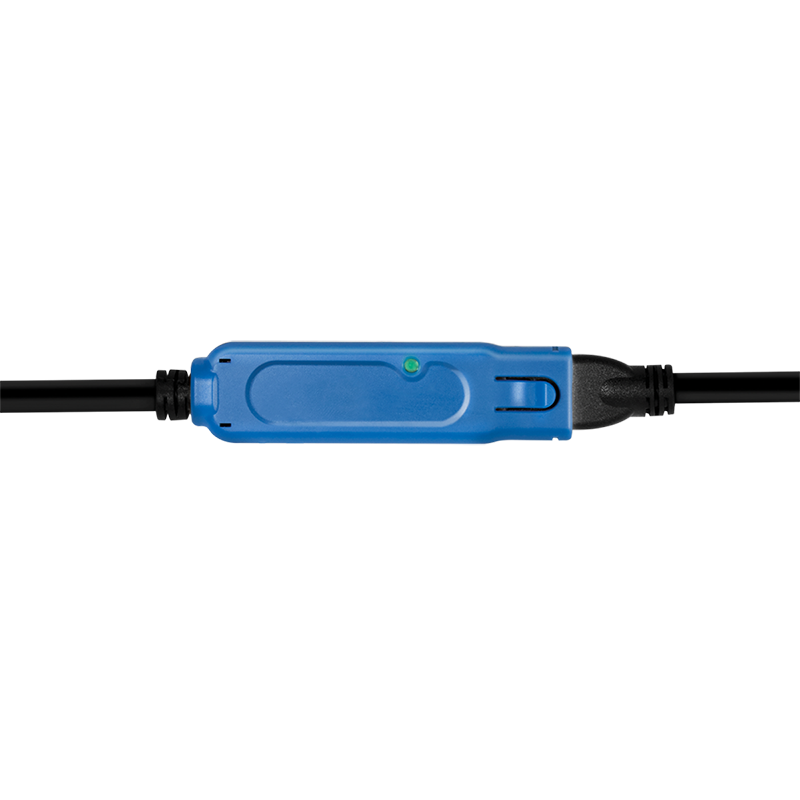 USB 3.2 Gen1-Kabel, USB-A/M zu USB-A/F, Verstärker, schwarz/blau, 10 m