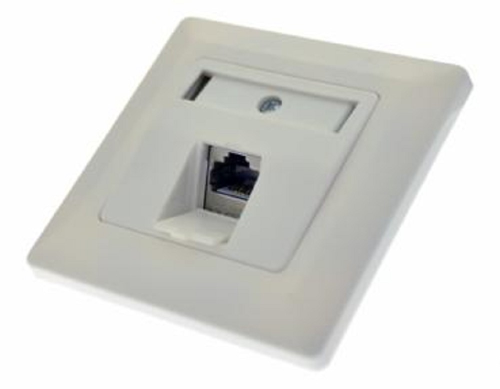 Datendose Cat.6A 1-fach 500Mhz 10Gbit Aufputz/ Unterputz Keystone Jack Modul alpinweiß