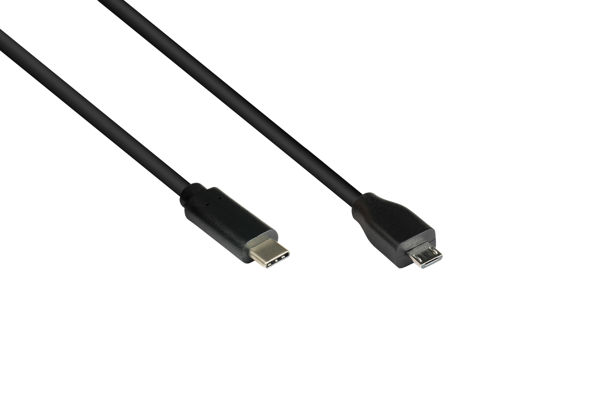 Anschlusskabel USB 2.0, USB 2.0 Micro B Stecker an USB-C™ Stecker , CU, schwarz, 1m, Good Connection