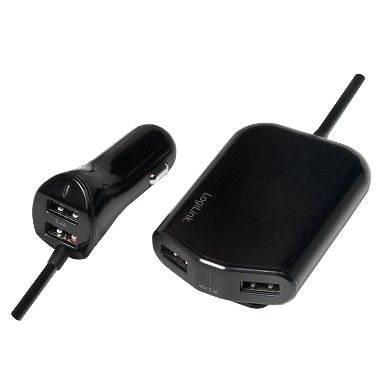 USB Kfz Netzteil für Vorder- & Rücksitze, 2x2 USB-Port, 2x 12W USB Kfz Netzteil für Vorder- & Rücksitze, 2x2 USB-Port, 2x 12W