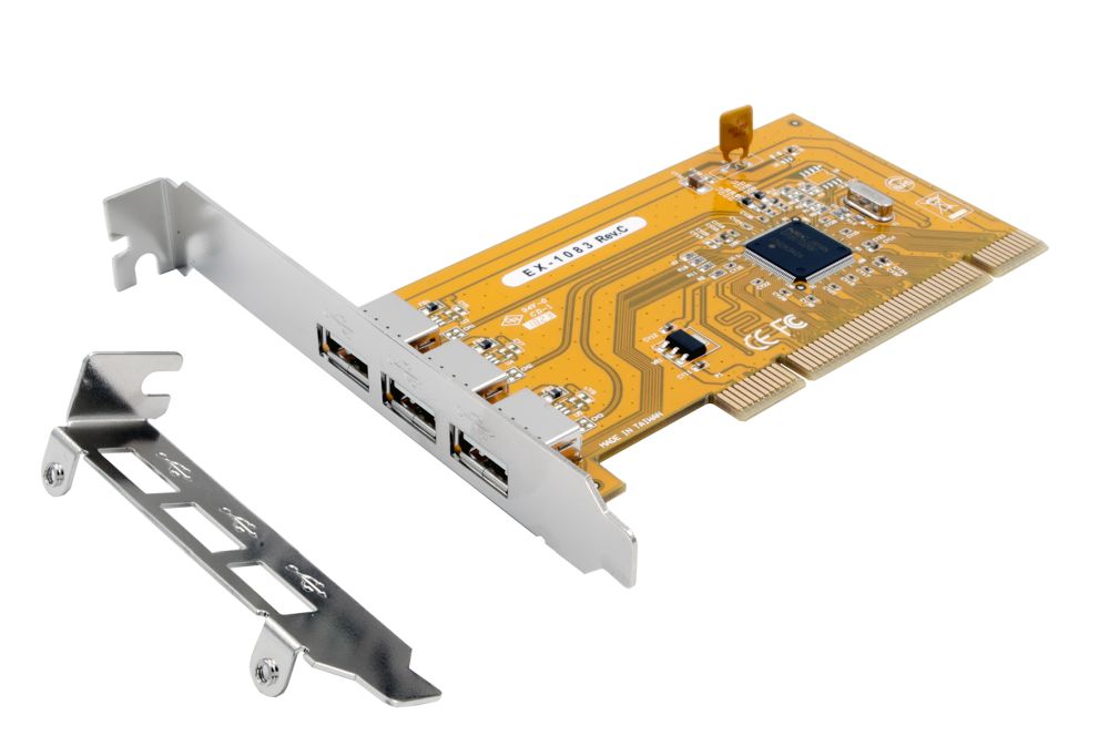 PCI USB 2.0 Karte mit 3-Ports (NEC Chip-Set), inkl. Low Prof