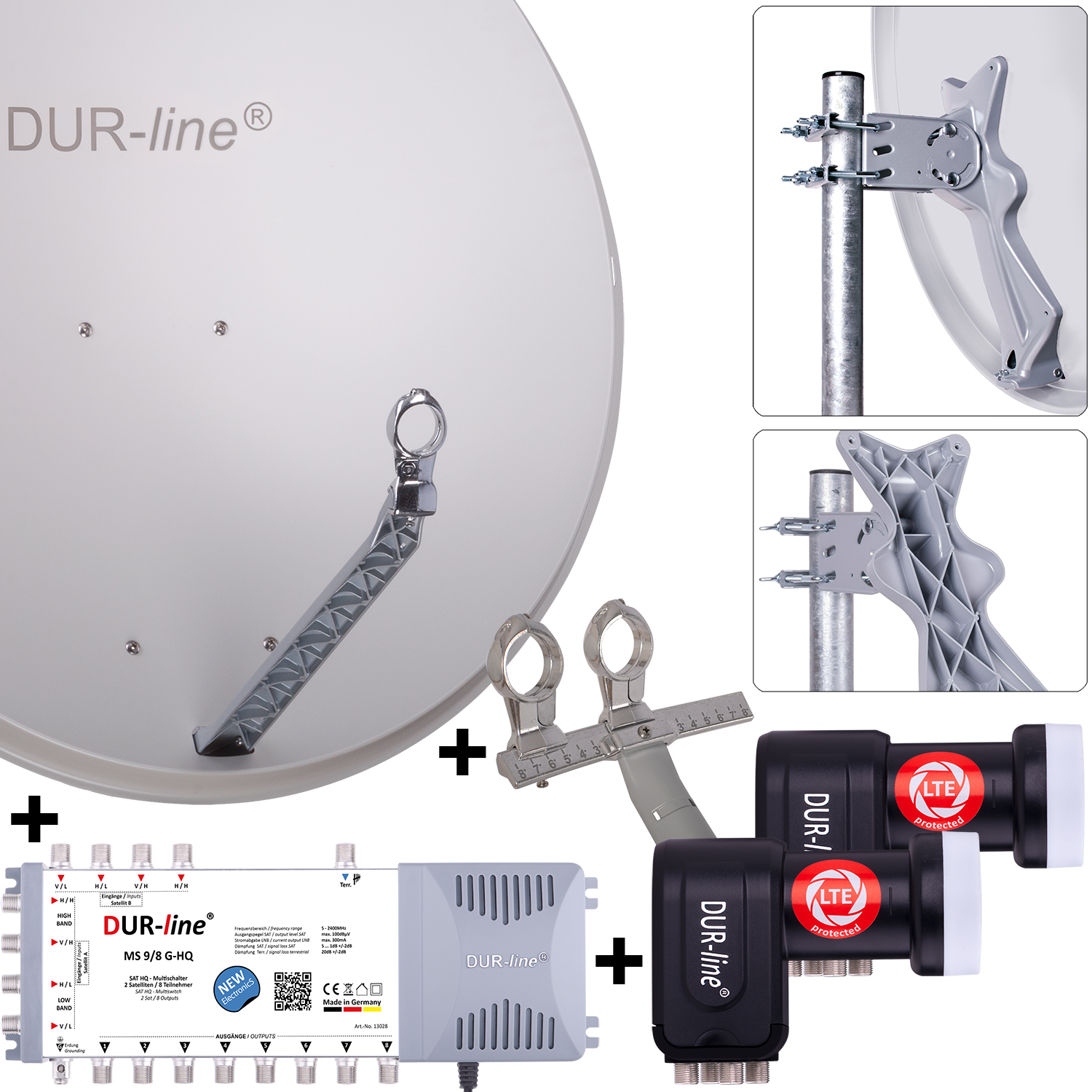 DUR-line Select 85/90 G + MS9/8 + 2x LNB - 8 Teilnehmer Set