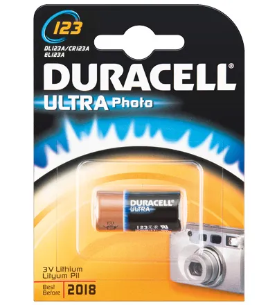 Duracell® Foto Batterie Lithium (DL 123) für Foto, Digital-, MP3 Geräte, 1er Blister