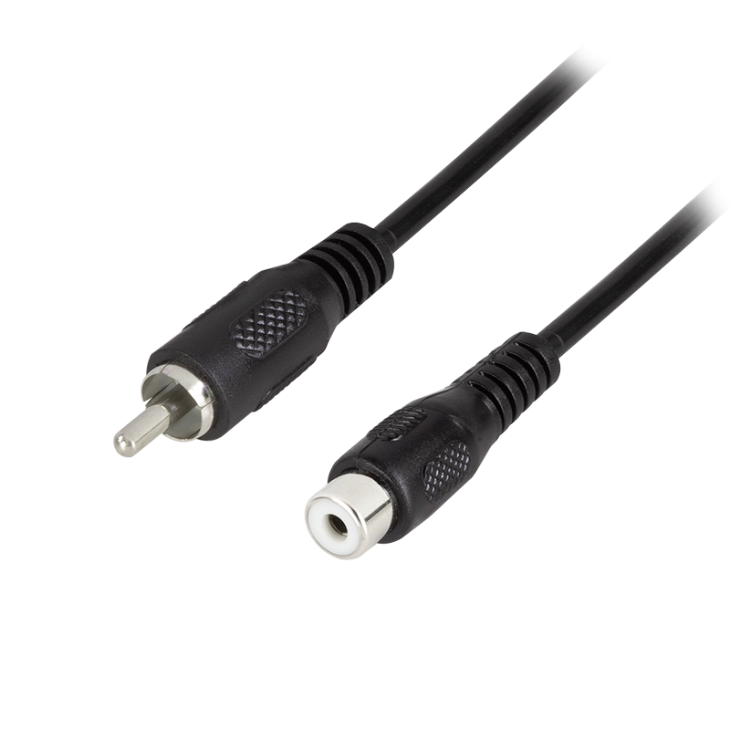 Audio-Kabel, Cinch/M zu Cinch/F, schwarz, 10 m