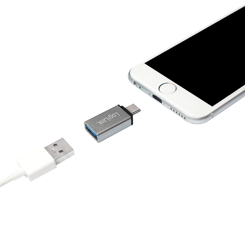 USB 3.2 Gen1 Type-C Adapter, C/M zu USB-A/F, OTG, silber