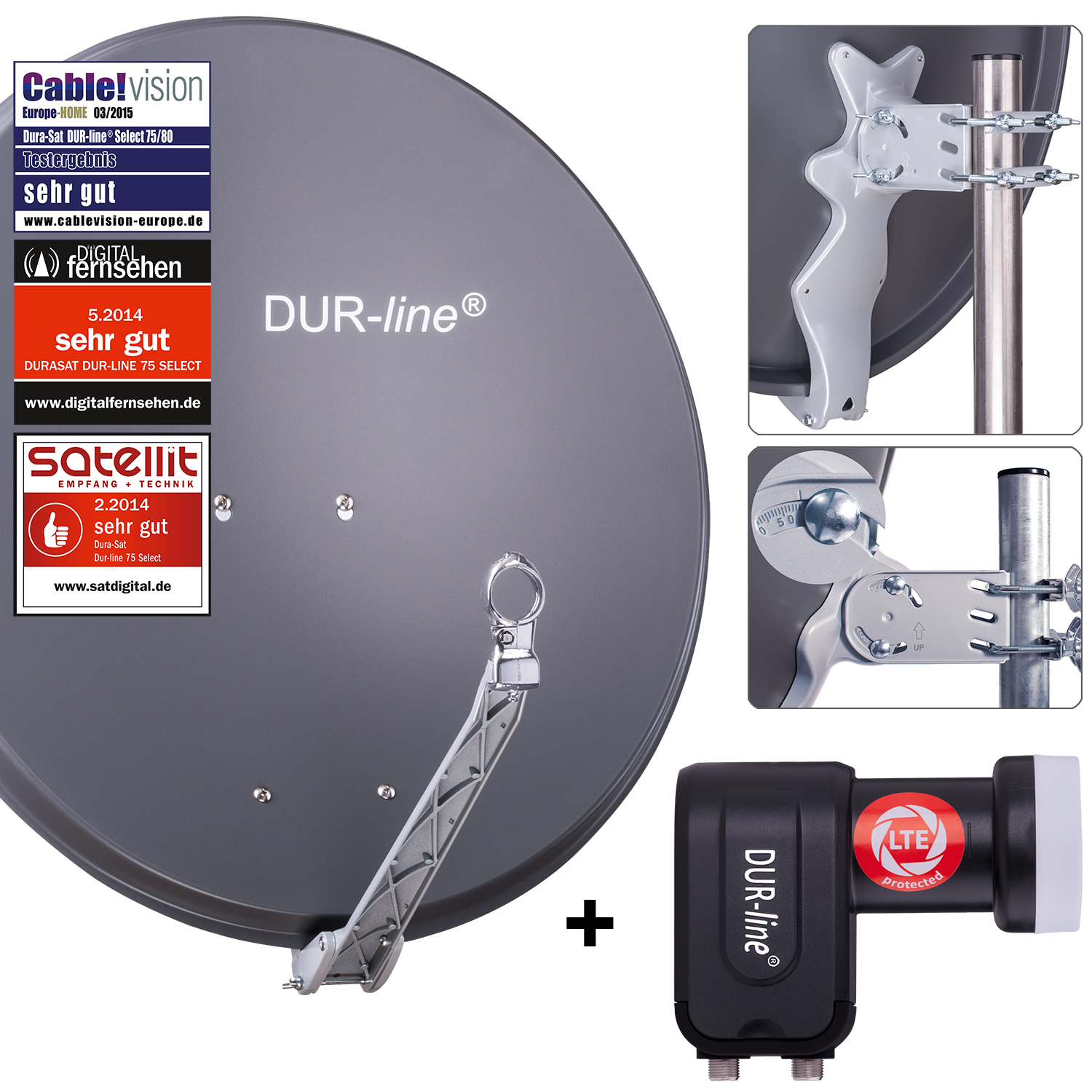 DUR-line Select 75 A + +Ultra Twin LNB - 2 Teilnehmer Set