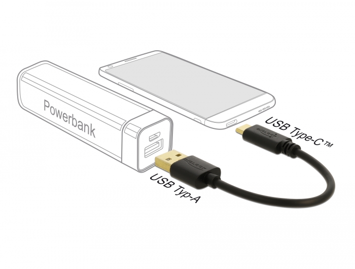 USB Ladekabel Typ-A zu USB Type-C™ 15 cm, Delock® [85354]
