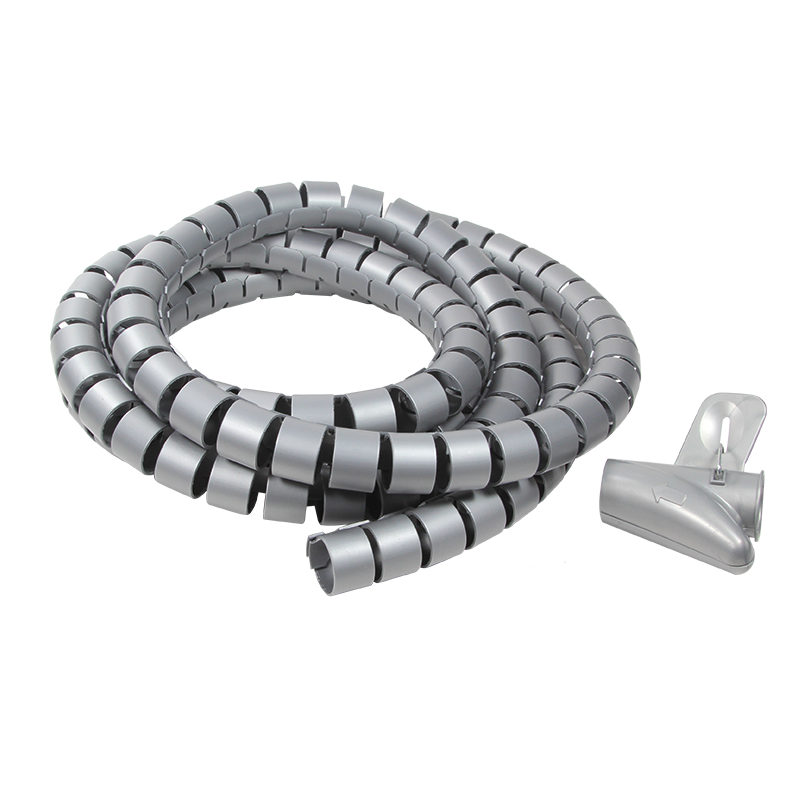 Kabelschlauch (Spiral) + Werkzeug, grau, AD: 25 mm, 2,5 m