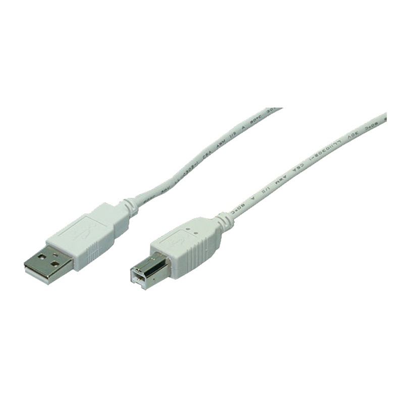 USB 2.0-Kabel, USB-A/M zu USB-B/M, grau, 3 m