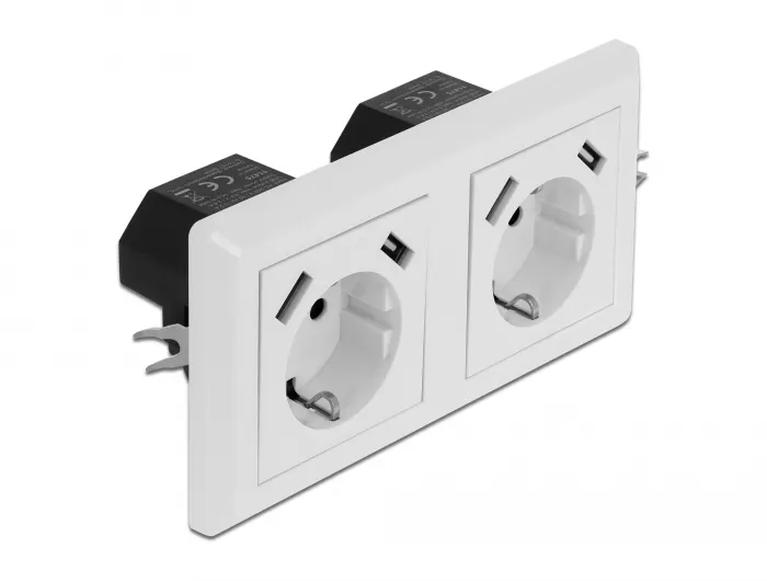 2-fach Einbausteckdose mit 4 x USB Typ-A Ladeport 2 x 2,8 A , Delock® [11475]