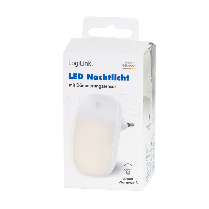 LED-Nachtlicht mit Dämmerungssensor, oval, 3014 LED x2