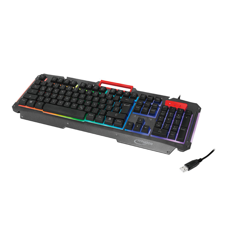Gaming-Tastatur mit Regenbogenfarben-Hintergrundbeleuchtung Gaming-Tastatur mit Regenbogenfarben-Hintergrundbeleuchtung