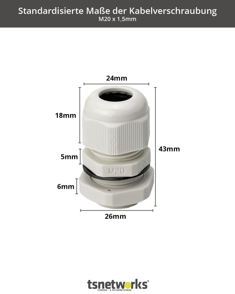 ARLI Kabelverschraubungen M20 x 1,5 mm IP68 20 x M 20 6-12 mm grau Kabel Verschraubung metrisch Gegenmutter wasserdicht Kunststoff - 20 Stück ARLI Kabelverschraubungen M20 x 1,5 mm IP68 20 x M 20 6-12 mm grau Kabel Verschraubung metrisch Gegenmutter wasserdicht Kunststoff - 20 Stück