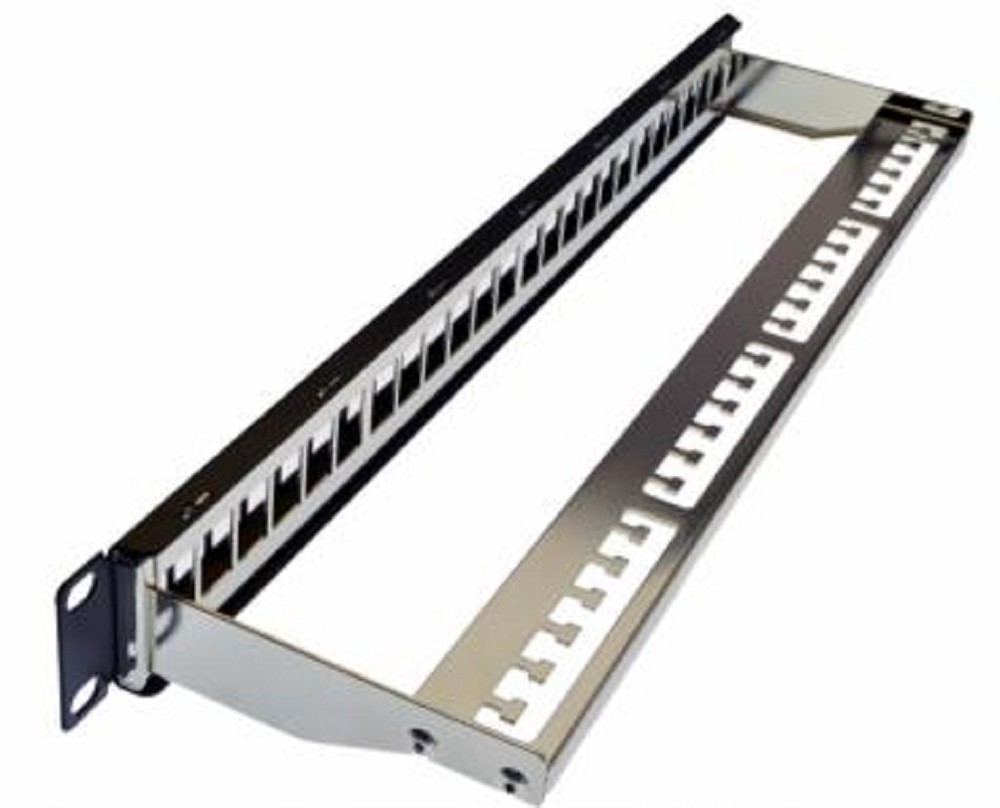 24Port Patchpanel FTP 19 Zoll schwarz ohne Keystone Jack