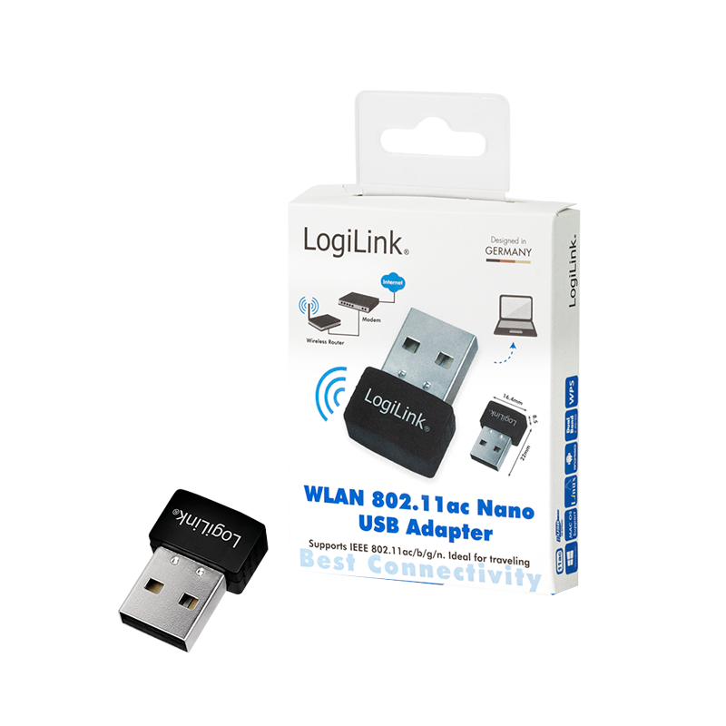 Wireless LAN Nano-Dual-Band-Adapter, 802.11ac, USB 2.0, 600 Mbit/s