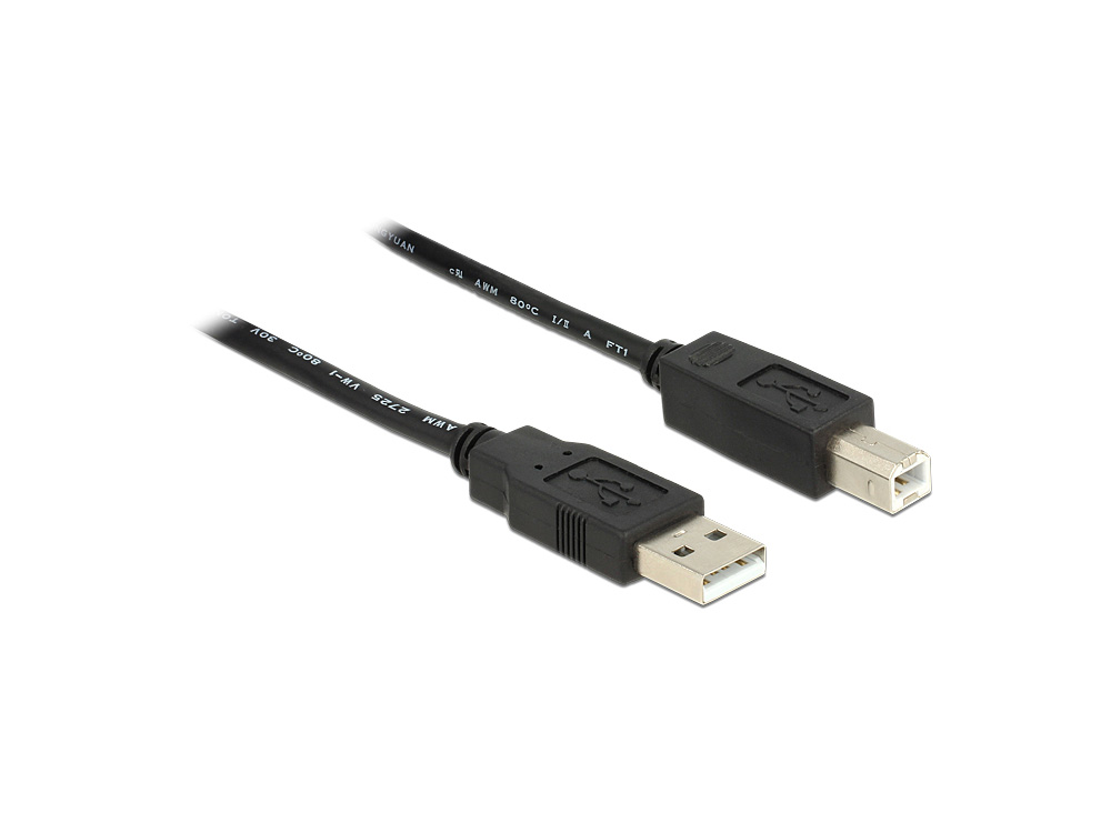 Anschlusskabel USB 2.0 Stecker A an Stecker B, schwarz, 20m, Delock® [83557]