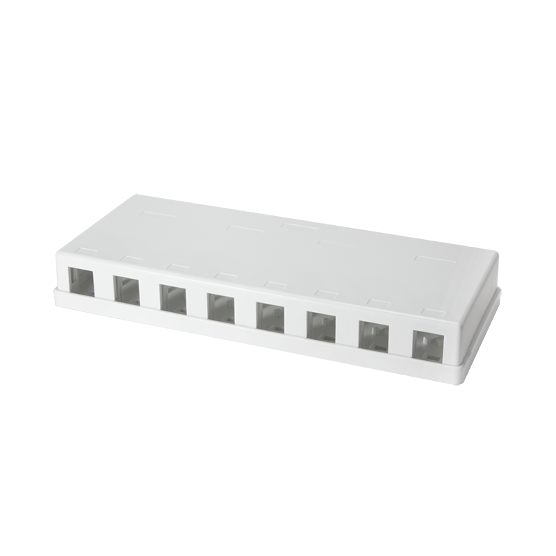 Leergehäuse für 8 Keystone Module, Aufputz, weiß Leergehäuse für 8 Keystone Module, Aufputz, weiß