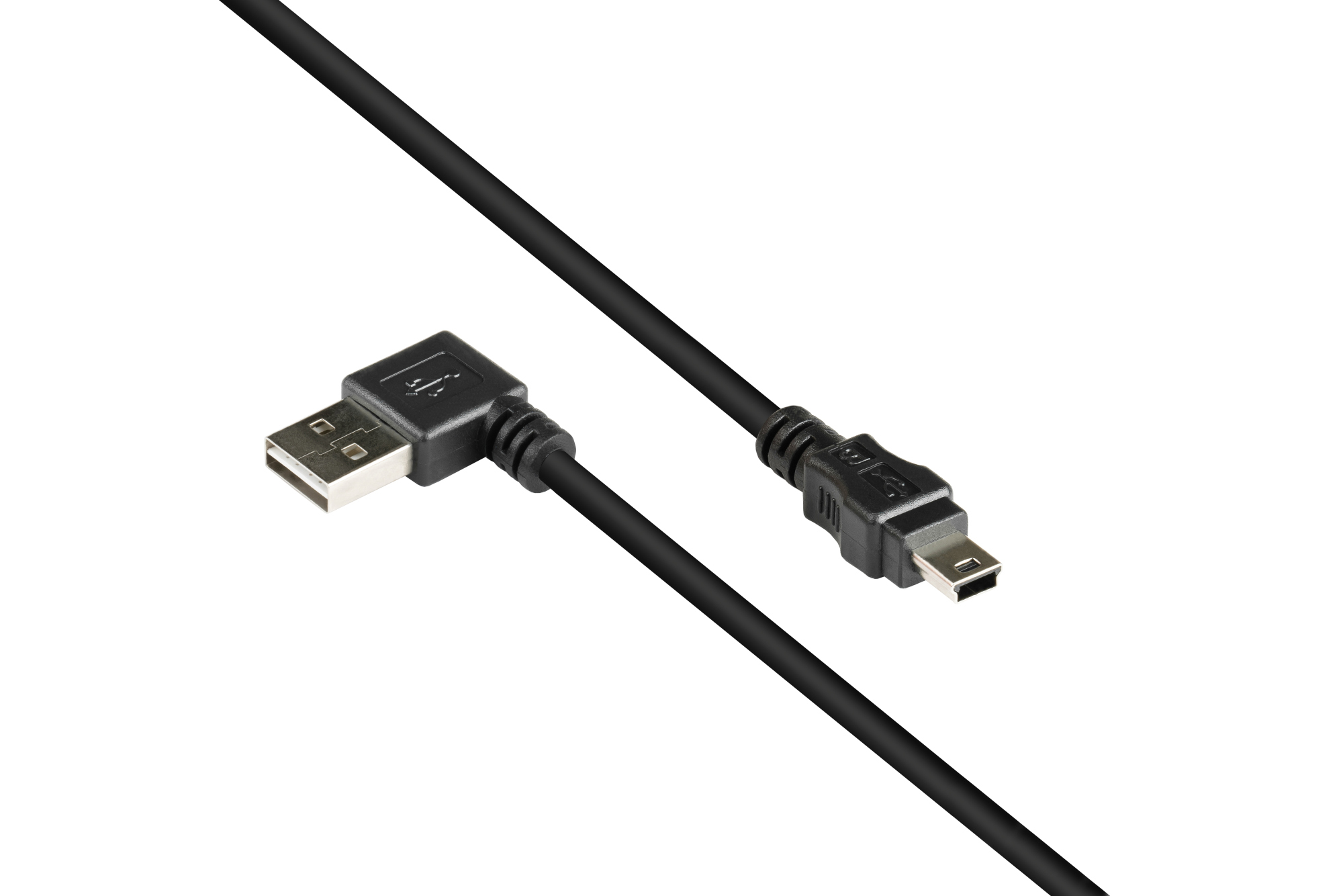 Anschlusskabel USB 2.0 EASY Stecker A an Mini B Stecker, gewinkelt, schwarz, 3m, Good Connections®