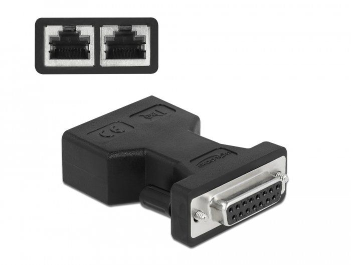 D-Sub 15 Pin Buchse zu 2 x RJ45 Buchse AUI (Attachment Unit