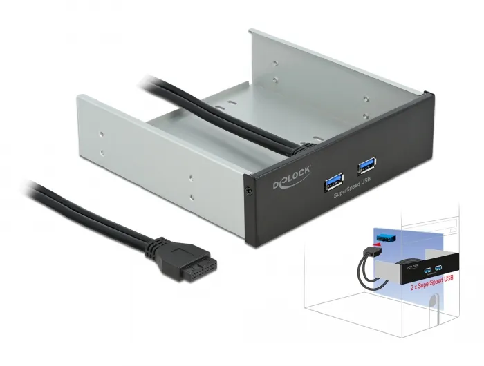 5.25" Front Panel mit 2 x SuperSpeed USB (USB 3.2 Gen 1) Typ