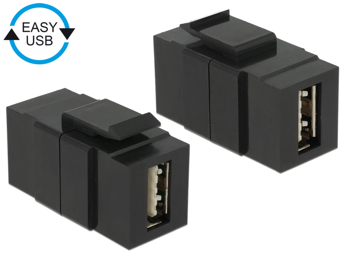 Keystone Modul EASY-USB 2.0 A Buchse an EASY-USB 2.0 A Buchse schwarz, Delock® [86368]