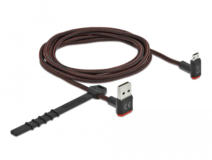 EASY-USB 2.0 Kabel Typ-A Stecker zu EASY-USB Typ Micro-B Stecker gewinkelt oben / unten 2 m schwarz,