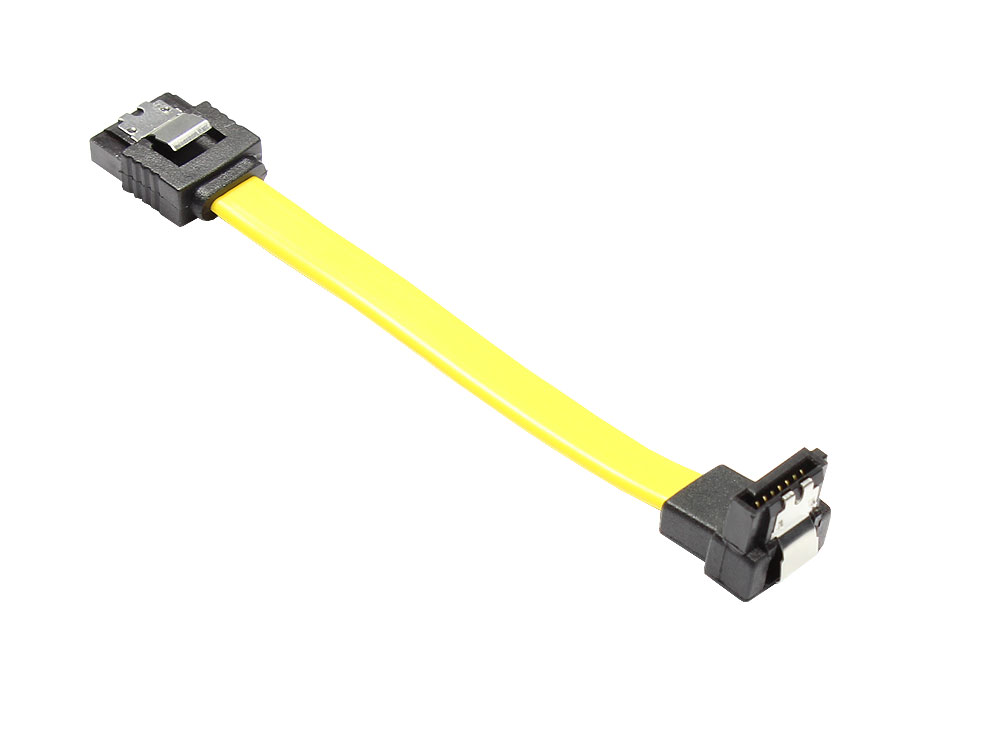 Anschlusskabel SATA 6 Gb/s mit Metallclip, einseitig nach unten gewinkelt, gelb, 0,2m, Good Connecti