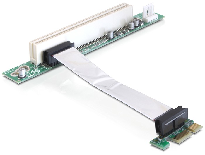 Riser Karte PCI Express x1 an PCI 32Bit 5V mit flexiblem Kab