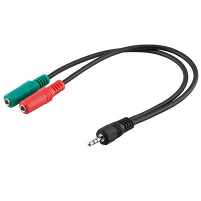 Anschlusskabel, Audio-Video, 0,3m für Headsets, 4-pol. 3,5mm Stecker an 2x3,5mm Buchse, Good Connect
