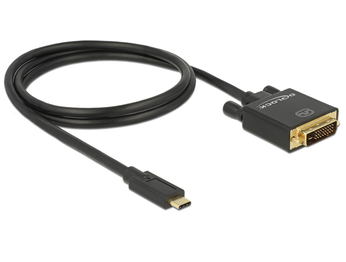 Kabel USB Type-C Stecker an DVI 24+1 Stecker (DP Alt Mode), 4K 30Hz, schwarz, 1m, Delock® [85320]