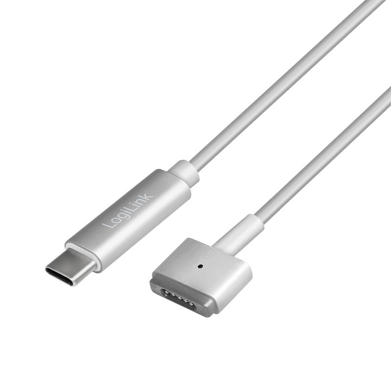 USB 3.2 Gen1-Kabel, USB-C/M zu Magsafe2/M, PD, silber, 1,8 m