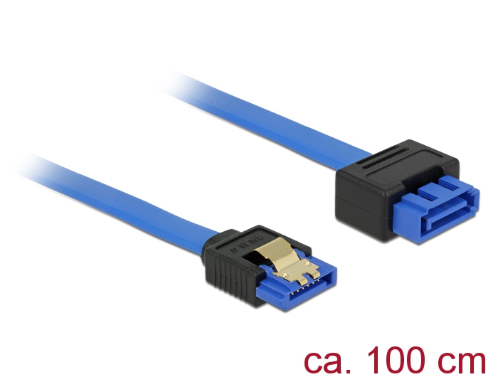 Verlängerungskabel SATA 6 Gb/s Buchse gerade an SATA Stecker mit Einrastfunktion gerade, blau, 1m, D